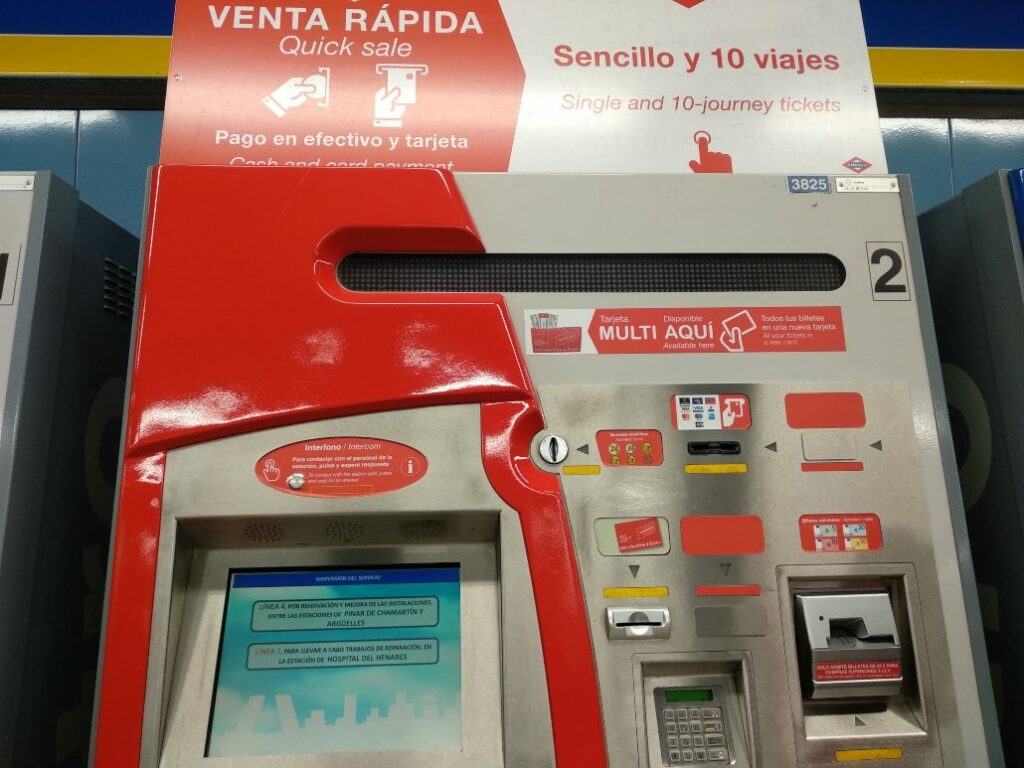 Máquinas venta rápida Metro Madrid